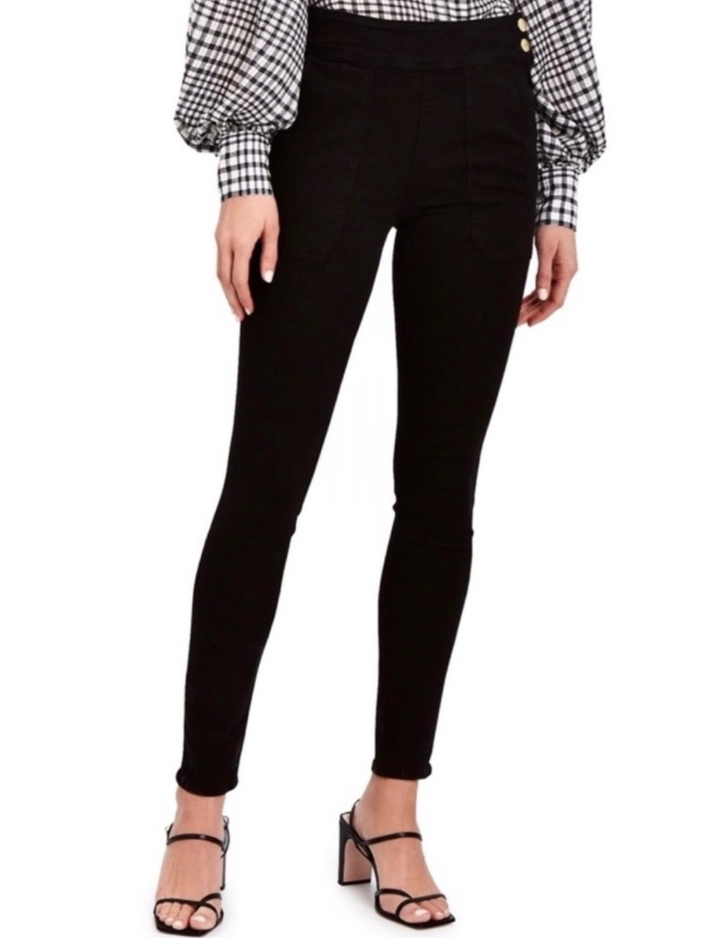 FRAME BLACK HIGH-WAISTED SKINNY JEANS